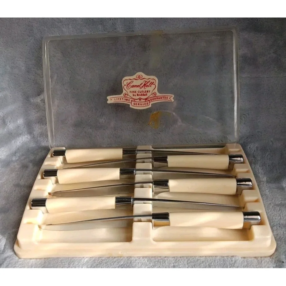 Vintage‎ Steak Knives Carvel Hall By Briddell Set of 6 With Original Case